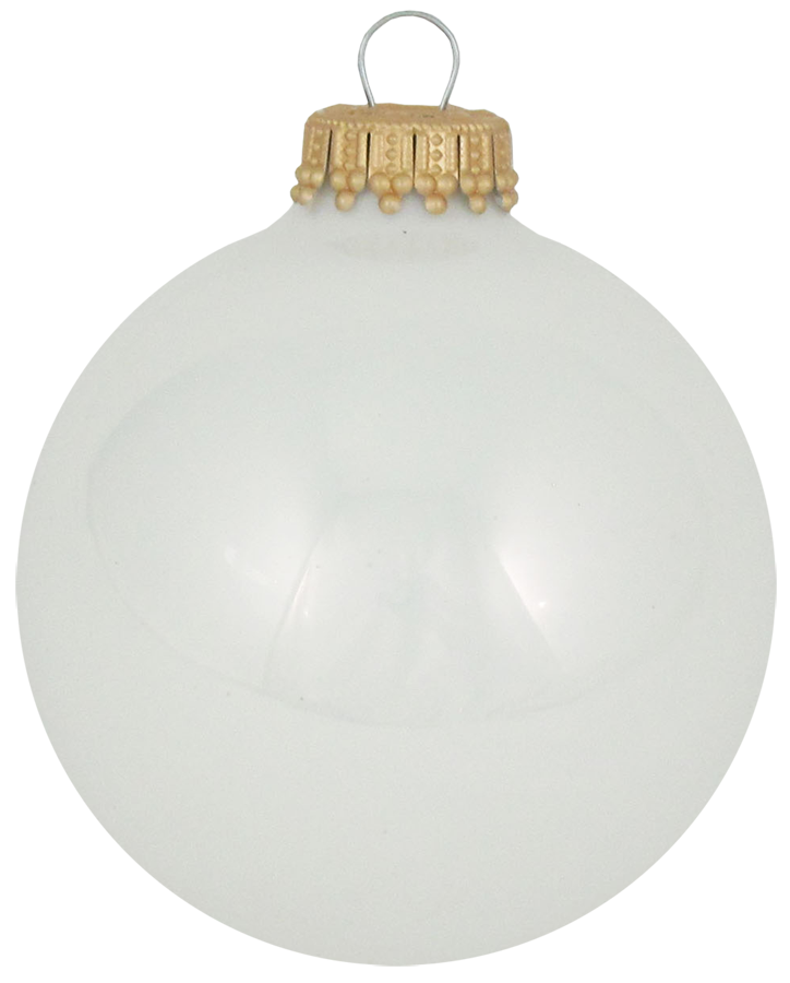 Glass Christmas Tree Ornaments - 67mm / 2.63" [8 Pieces] Designer Balls from Christmas By Krebs Seamless Hanging Holiday Decor (Shiny Porcelain White)