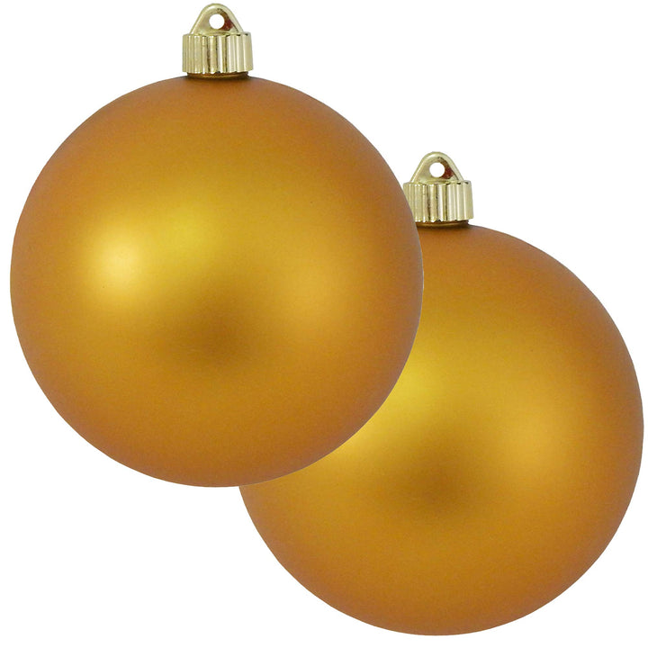 Christmas By Krebs 6" (150mm) Velvet Imperial Gold [2 Pieces] Solid Commercial Grade Indoor and Outdoor Shatterproof Plastic, UV and Water Resistant Ball Ornament Decorations