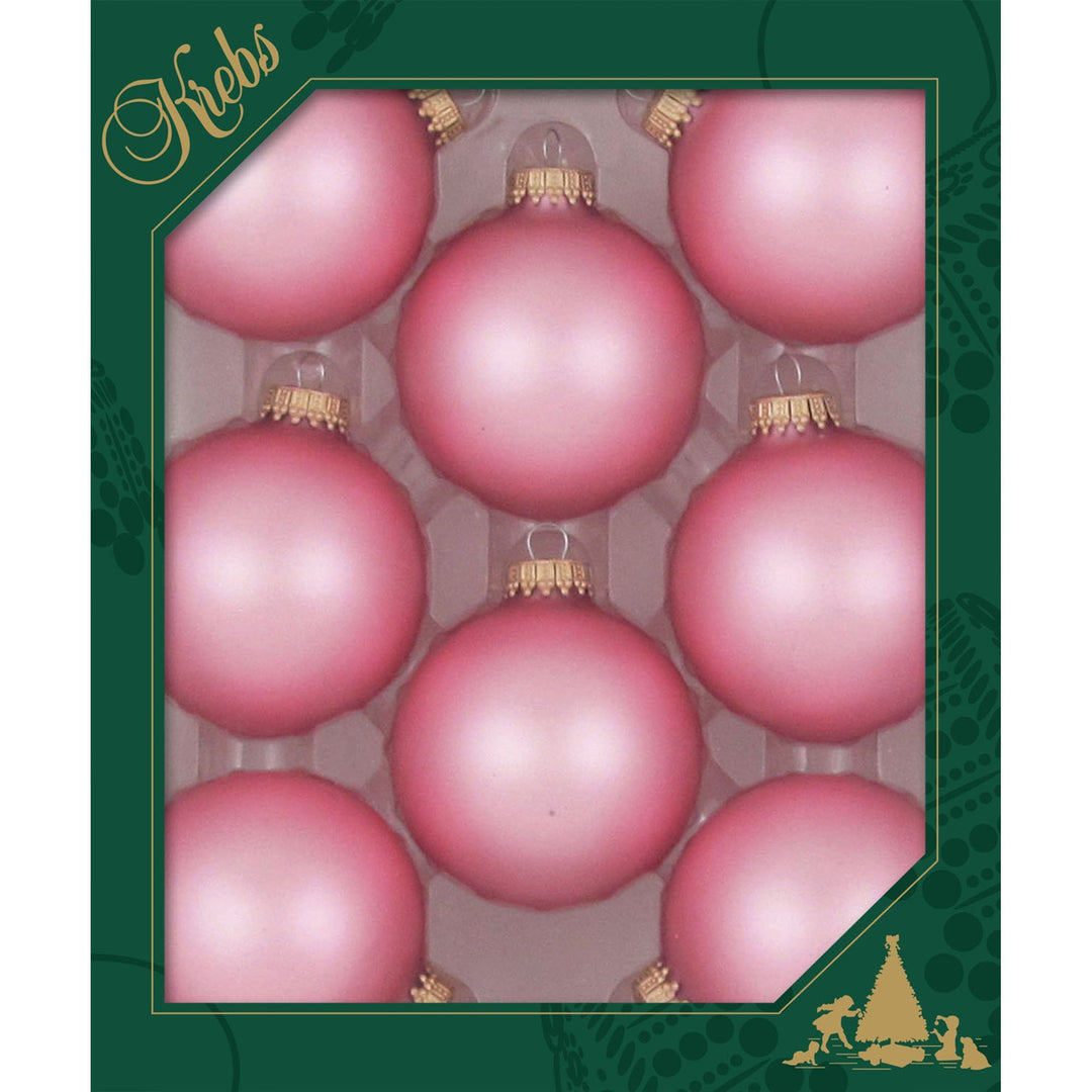 Christmas By Krebs 2 5/8" (67mm) Seamless Glass Ornament [8 Pieces], Decorated Designer Heirloom (Velvet Tickled Pink)