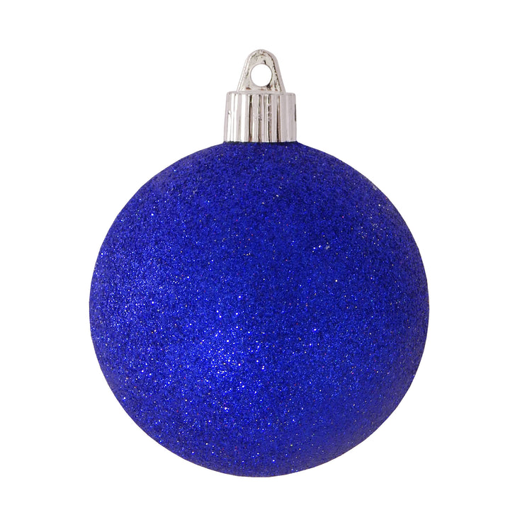 Christmas By Krebs 3 1/4" (80mm) Dark Blue Glitter [8 Pieces] Solid Commercial Grade Indoor and Outdoor Shatterproof Plastic, UV and Water Resistant Ball Ornament Decorations