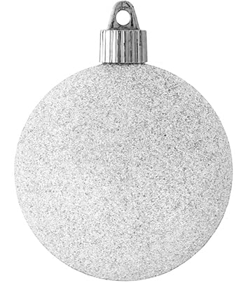 Christmas By Krebs 3 1/4" (80mm) Silver Glitter [8 Pieces] Solid Commercial Grade Indoor and Outdoor Shatterproof Plastic, Water Resistant Ball Ornament Decorations