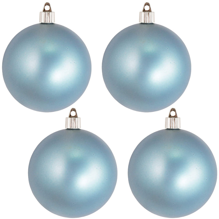 Christmas By Krebs 4" (100mm) Velvet Arctic Chill Blue [4 Pieces] Solid Commercial Grade Indoor and Outdoor Shatterproof Plastic, UV and Water Resistant Ball Ornament Decorations