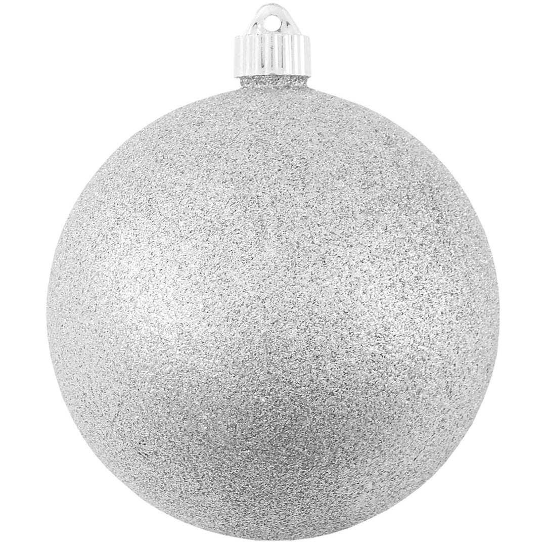 Christmas By Krebs 6" (150mm) Silver Glitter [2 Pieces] Solid Commercial Grade Indoor and Outdoor Shatterproof Plastic, Water Resistant Ball Ornament Decorations