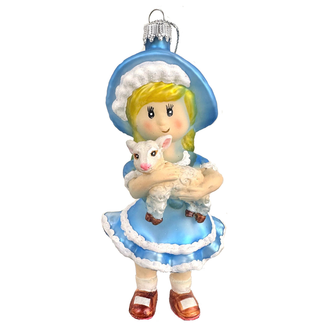 Christmas Tree Ornaments - Figurine Glass from Christmas By Krebs - Handcrafted Hanging Holiday Decor for Trees (5" Mary with Lamb)
