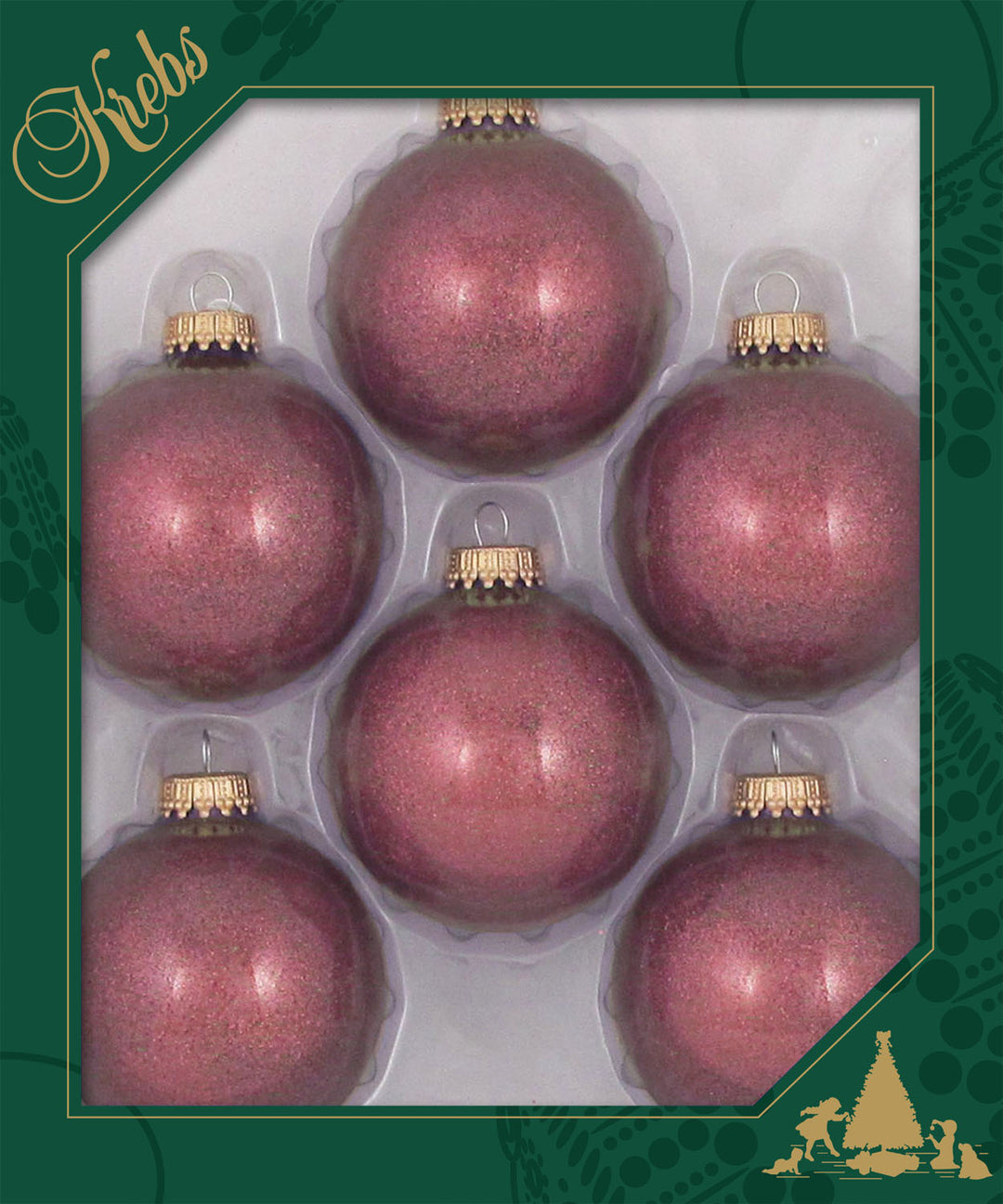 Glass Christmas Tree Ornaments - 67mm / 2.63" [6 Pieces] Designer Balls from Christmas By Krebs Seamless Hanging Holiday Decor (Cranberry Merlot Red Sparkle)