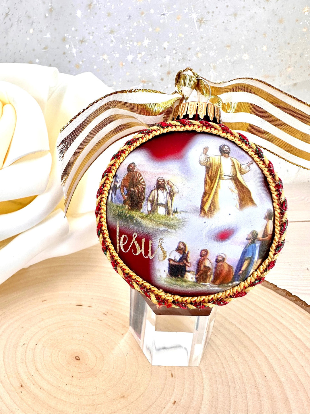 3 1/4" Collectable Bible Hero Glass Ornament Made in USA | Hugs Special Occasions Keepsake Gifts |  (Bible Hero Jesus)