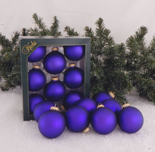 Glass Christmas Tree Ornaments - 67mm / 2.63" [8 Pieces] Designer Balls from Christmas By Krebs Seamless Hanging Holiday Decor (Velvet Prism Violet Purple)