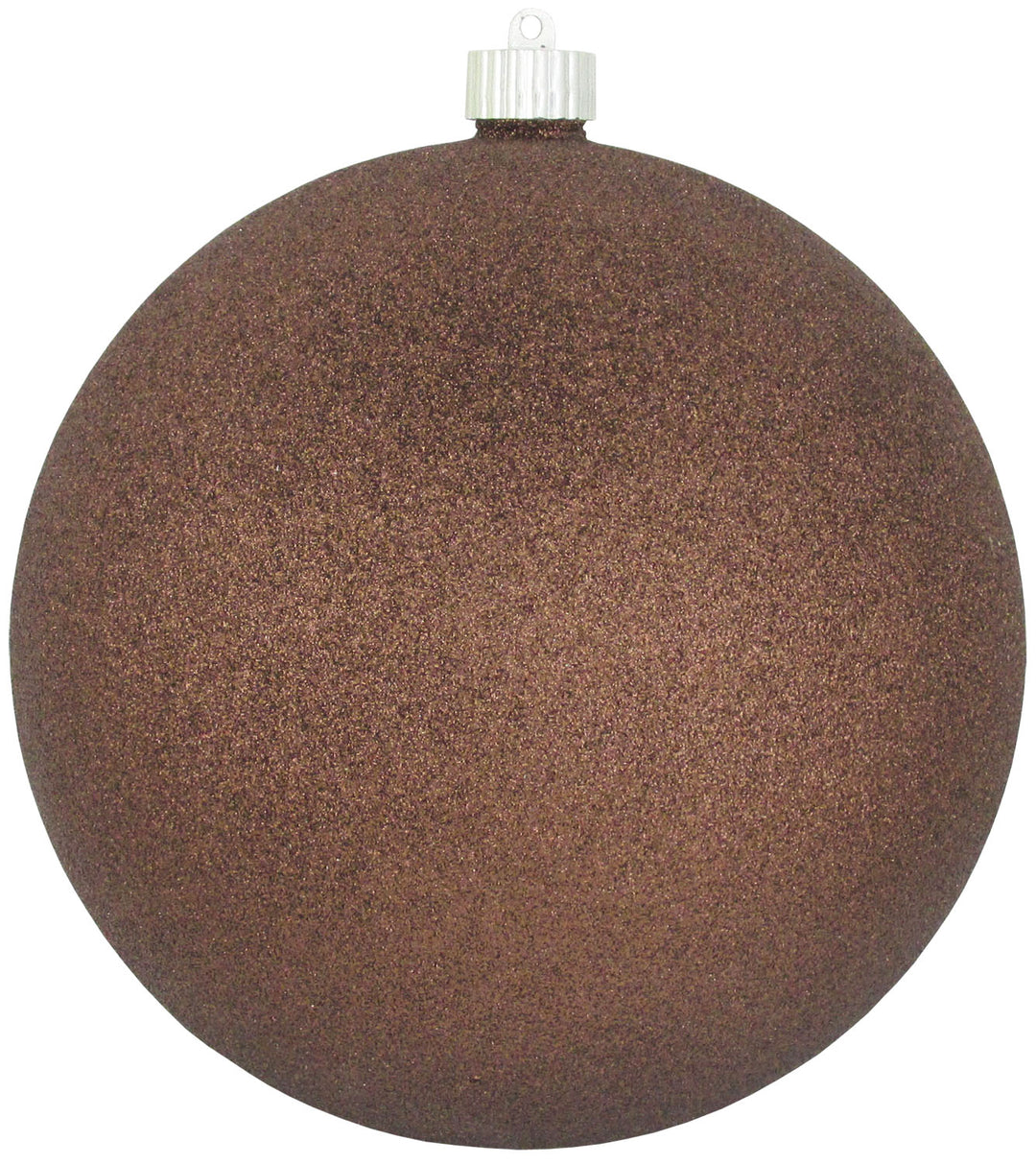 Christmas By Krebs 8" (200mm) Brown Glitter [1 Piece] Solid Commercial Grade Indoor and Outdoor Shatterproof Plastic, Water Resistant Ball Ornament Decorations