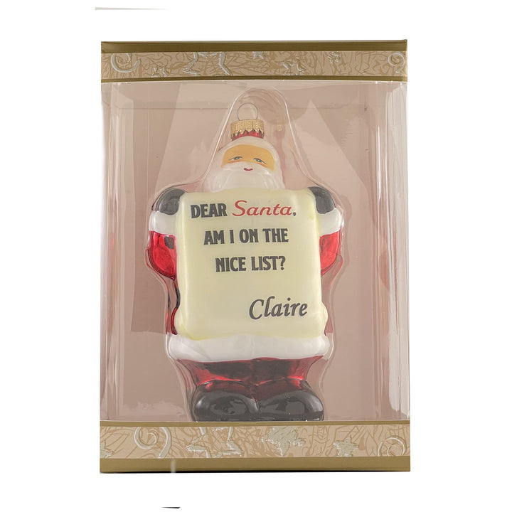 Personalized Santa Glass Ornament Gift, Customize with Your Personal Message