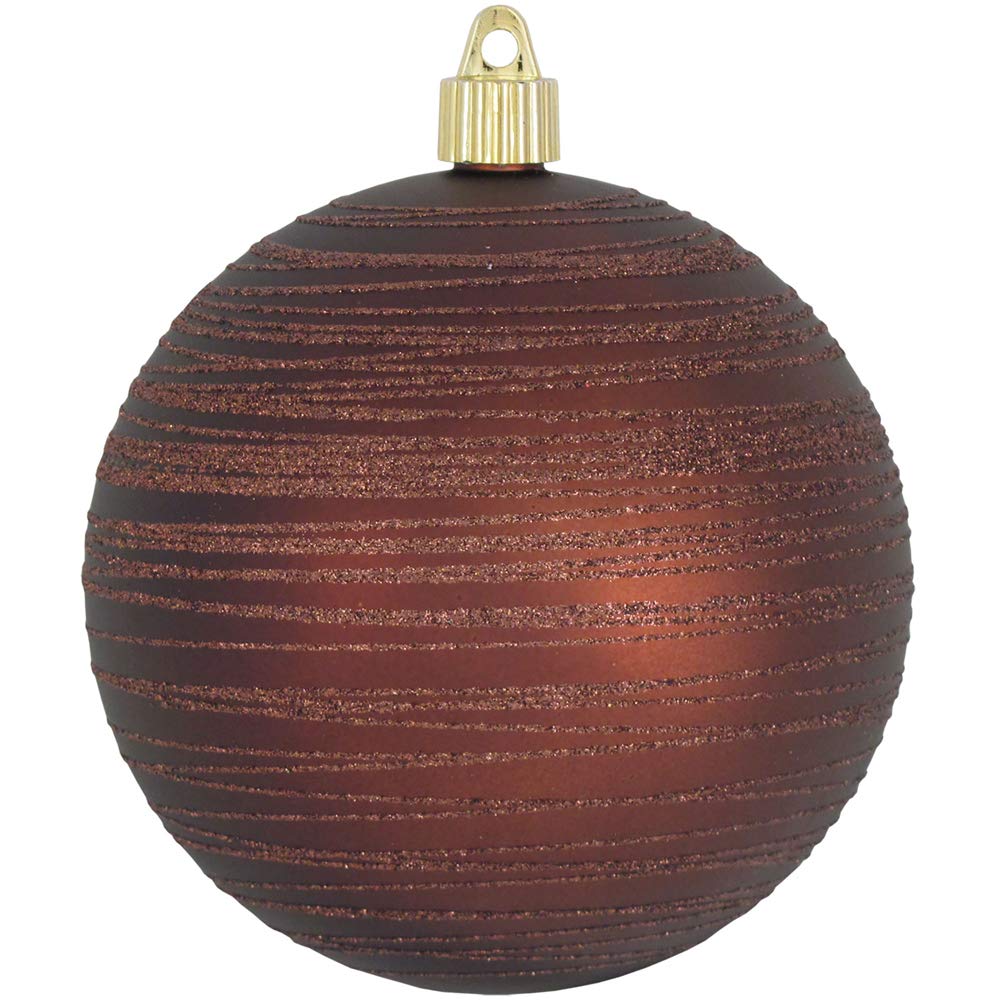 Christmas By Krebs 4 3/4" (120mm) Ornament [4 Pieces] Commercial Grade Indoor & Outdoor Shatterproof Plastic, Water Resistant Ball Shape Ornament Decorations (Cowboy Brown)