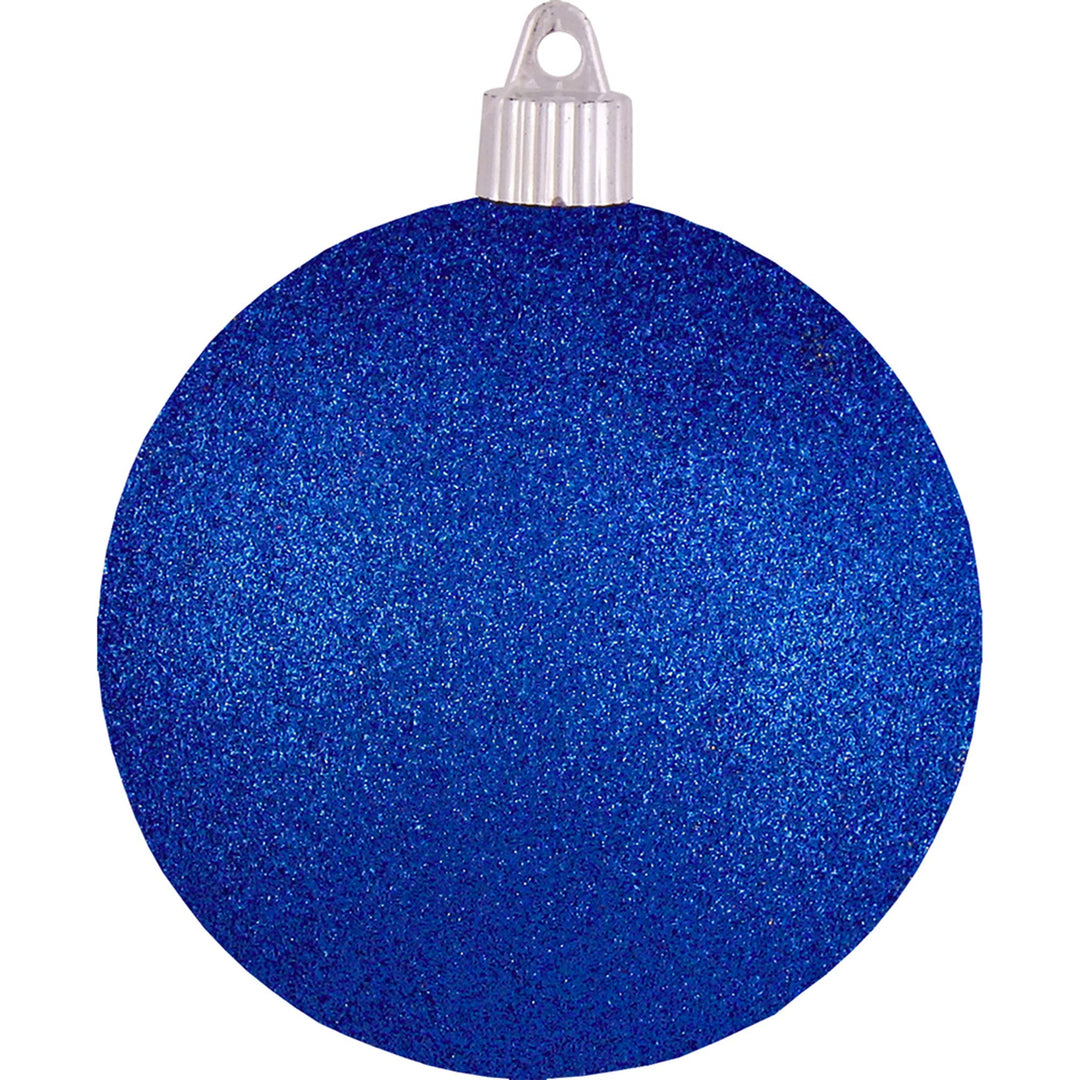 Christmas By Krebs 4" (100mm) Dark Blue Glitter [4 Pieces] Solid Commercial Grade Indoor and Outdoor Shatterproof Plastic, Water Resistant Ball Ornament Decorations