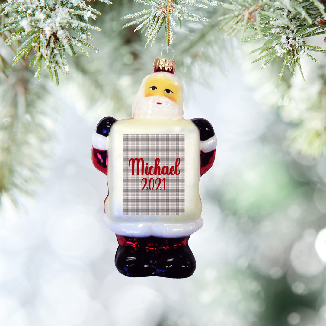 Personalized Santa Glass Ornament Gift, Customize with Your Personal Message