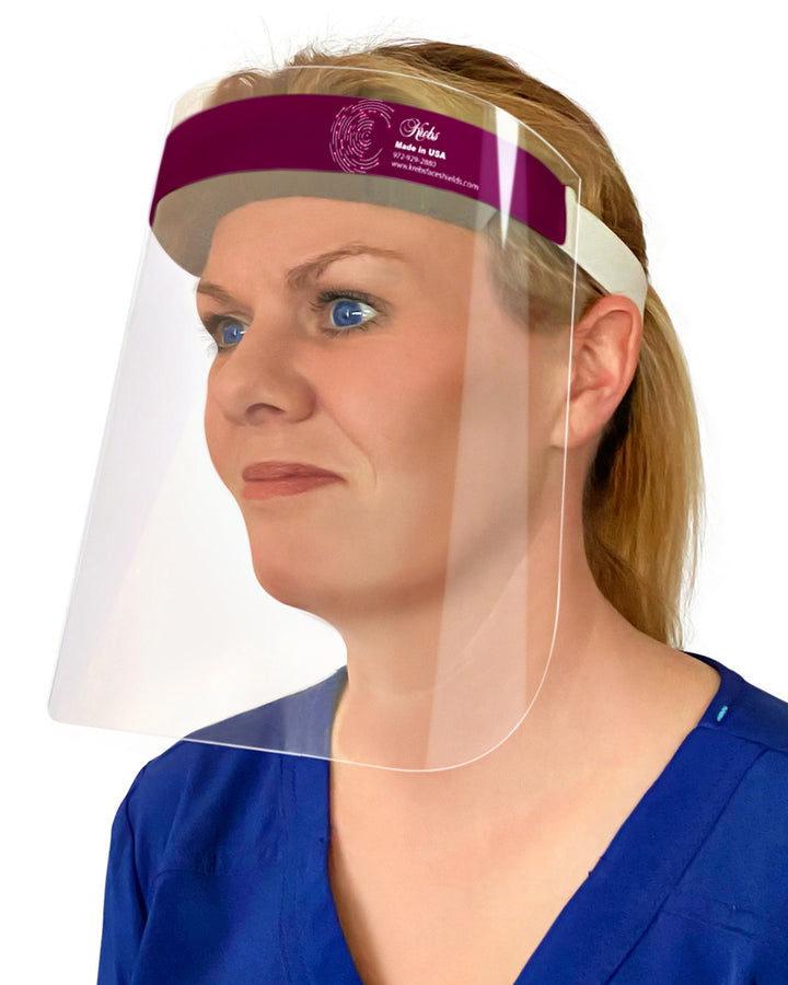 2-Pack Lightweight Safety Medical Face Shields - Anti-Fog, Anti-Static, Hypoallergenic (Burgundy)