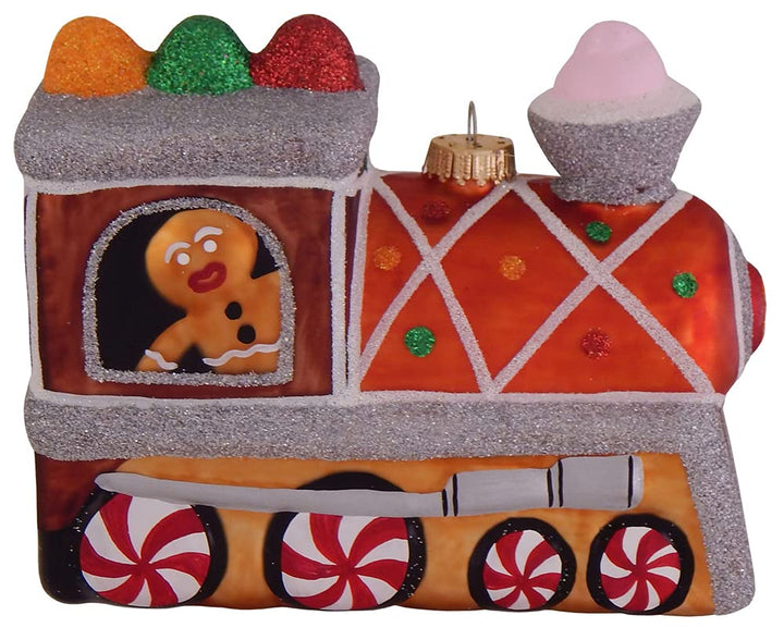 Christmas By Krebs Blown Glass  Collectible Tree Ornaments (5" Gingerbread Train)