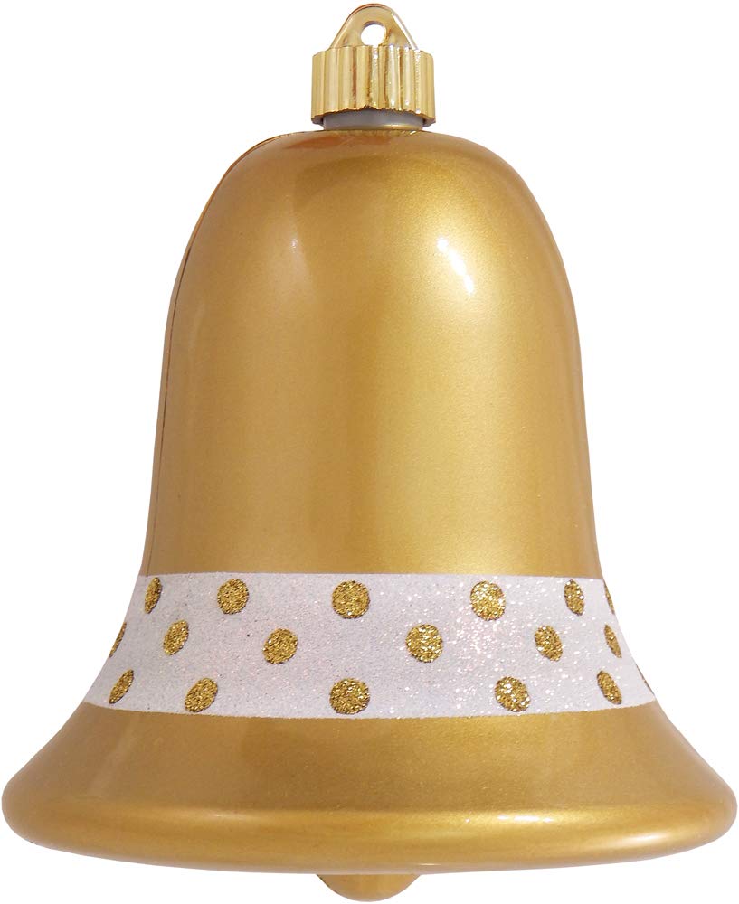 Christmas By Krebs 7" (180mm) Ornament, Commercial Grade Indoor Outdoor Shatterproof Plastic Water Resistant Bell Ornament