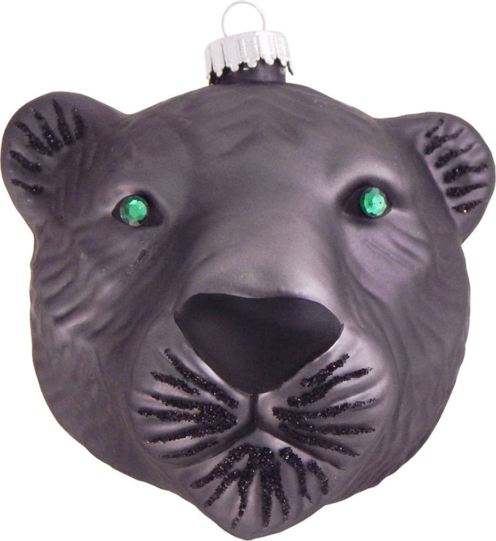 Christmas By Krebs Blown Glass  Collectible Tree Ornaments  (3 1/4" Black Panther Head)