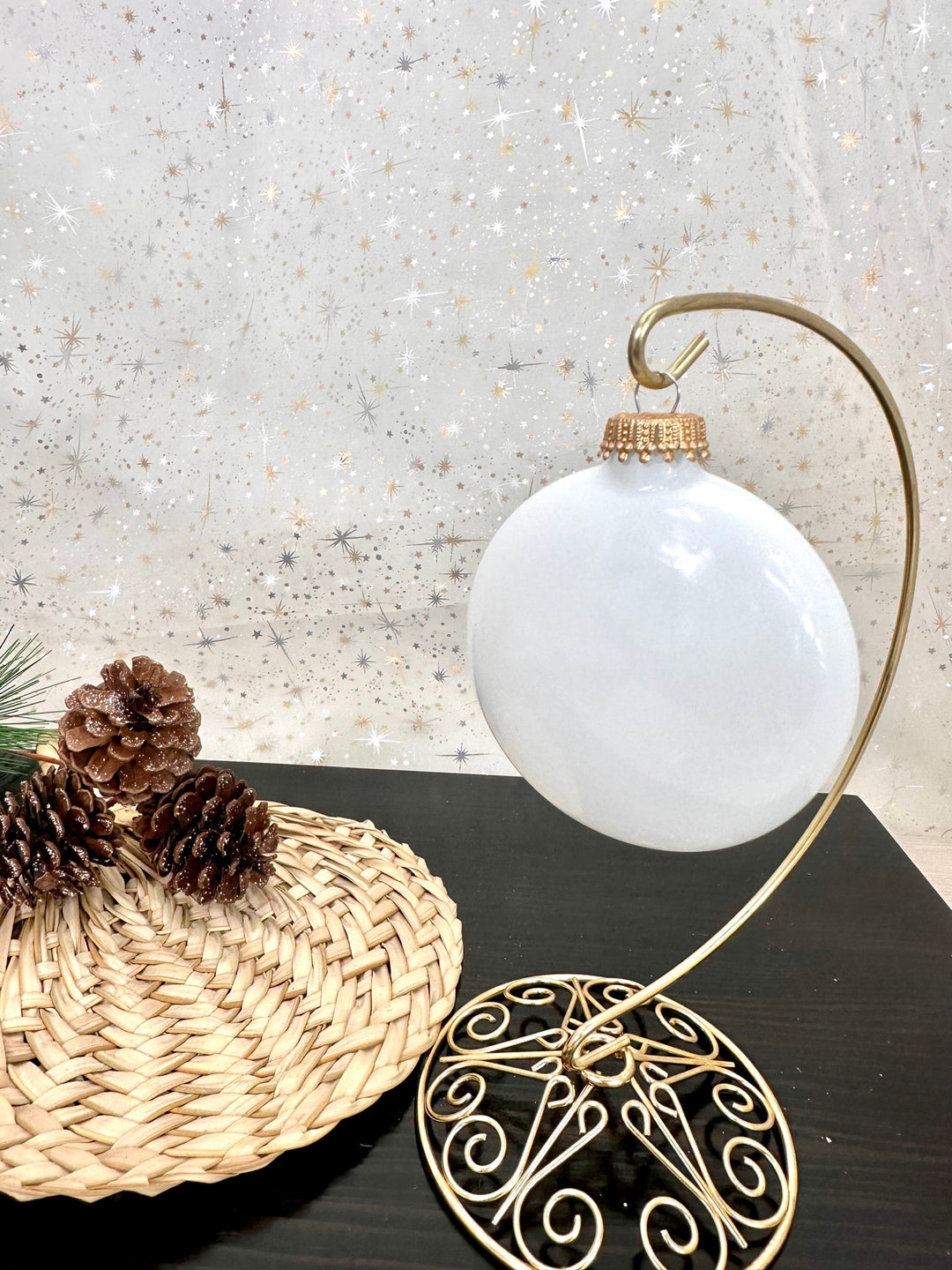 Christmas By Krebs 3 (76mm) Craft Glass Ornament [6 Pieces], Designer  Heirloom (Porcelain White with Gold Crown Caps)