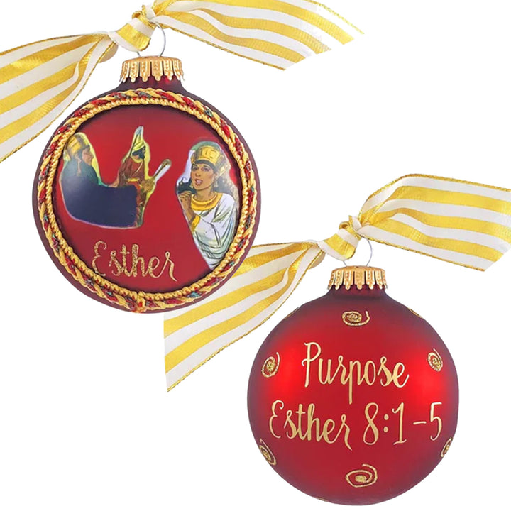 3 1/4" Collectable Bible Hero Glass Ornament Made in USA | Hugs Special Occasions Keepsake Gifts |  (Hugs Bible Hero - Esther)