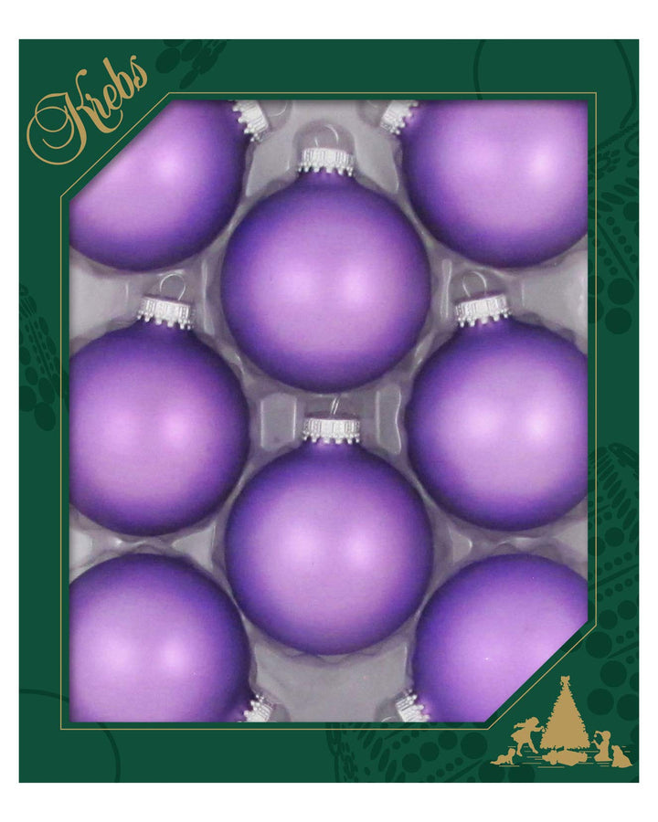 Glass Christmas Tree Ornaments - 67mm / 2.63" [8 Pieces] Designer Balls from Christmas By Krebs Seamless Hanging Holiday Decor (Velvet Amethyst Purple)