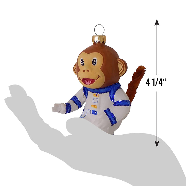 Christmas Tree Ornaments - Figurine Glass from Christmas By Krebs - Handcrafted Hanging Holiday Decor for Trees (5" Astronaut Monkey)
