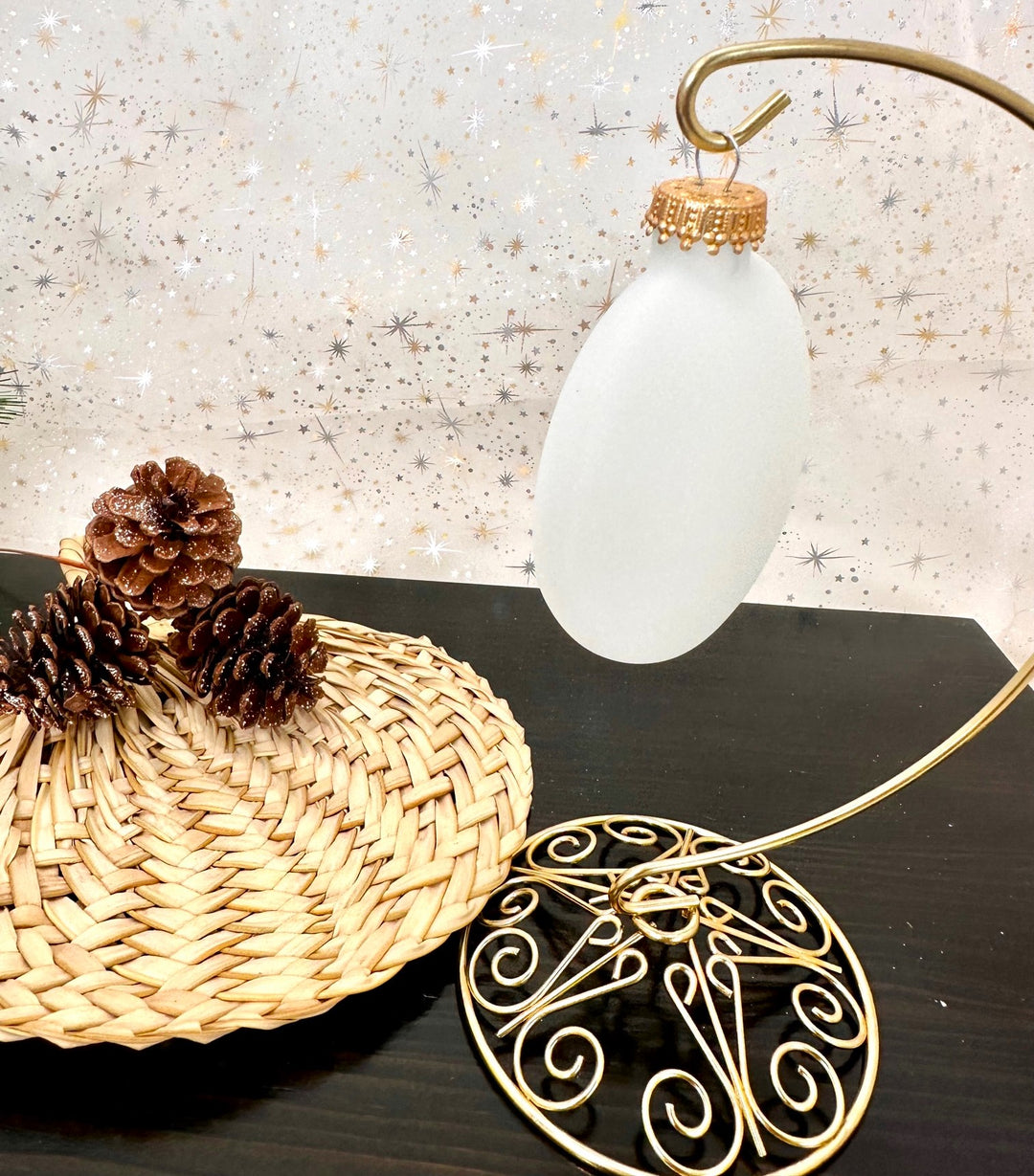 Christmas By Krebs 3" (76mm) Craft Glass Ornament [6 Pieces], Designer Heirloom  (Frost with Gold Crown Caps)