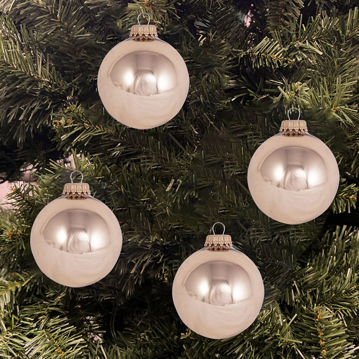Glass Christmas Tree Ornaments - 67mm / 2.63" [8 Pieces] Designer Balls from Christmas By Krebs Seamless Hanging Holiday Decor (Shiny Molten Gold)