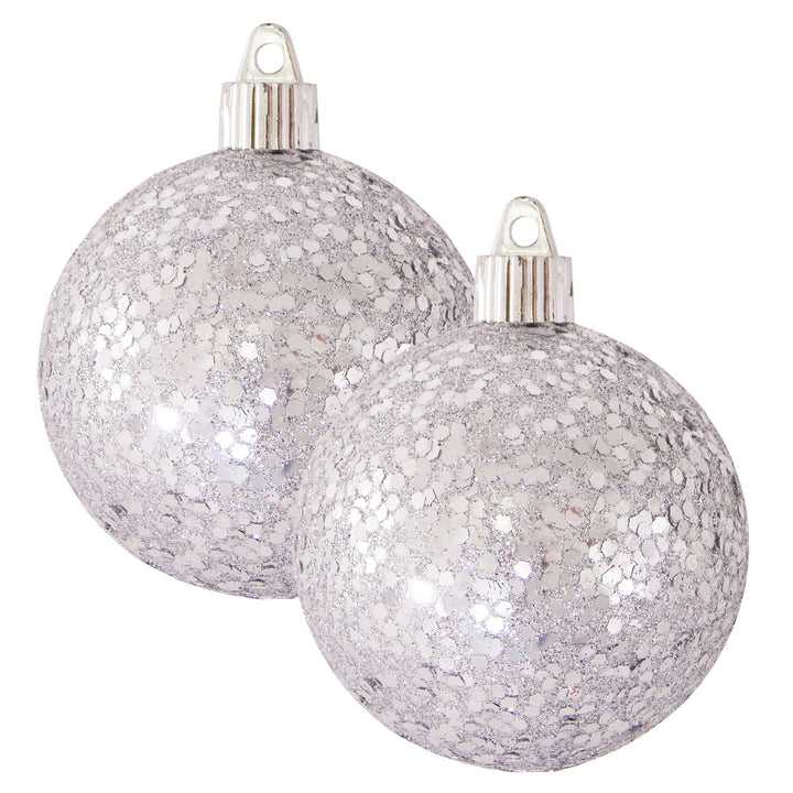 Christmas By Krebs Ornament, Commercial Grade Indoor and Outdoor Shatterproof Plastic, Water Resistant Ball Ornament Decorations (Silver Glitz, 3 1/4 inch (80mm))