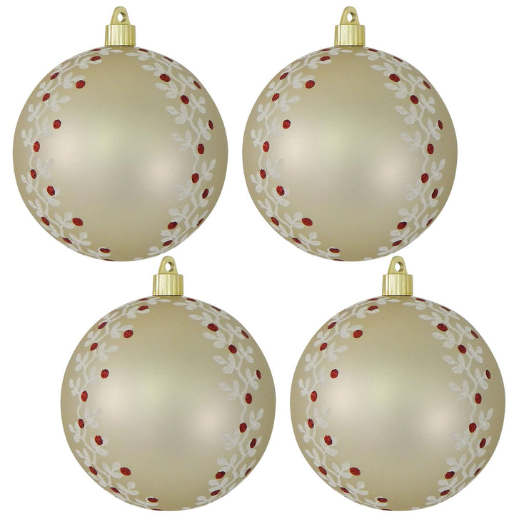 Christmas By Krebs 4 3/4" (120mm) Ornament [4 Pieces] Commercial Grade Indoor & Outdoor Shatterproof Plastic, Water Resistant Ball Shape Ornament Decorations (Buff Velvet)