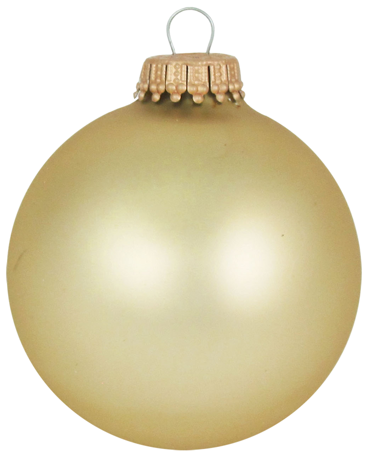 Glass Christmas Tree Ornaments - 67mm / 2.63" [8 Pieces] Designer Balls from Christmas By Krebs Seamless Hanging Holiday Decor (Velvet Harvest Gold)