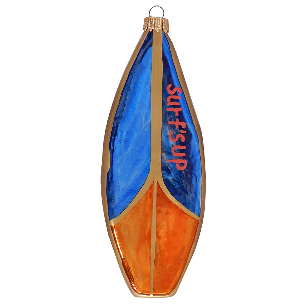 Christmas By Krebs Blown Glass  Collectible Tree Ornaments  (5 1/4" Surfboard)