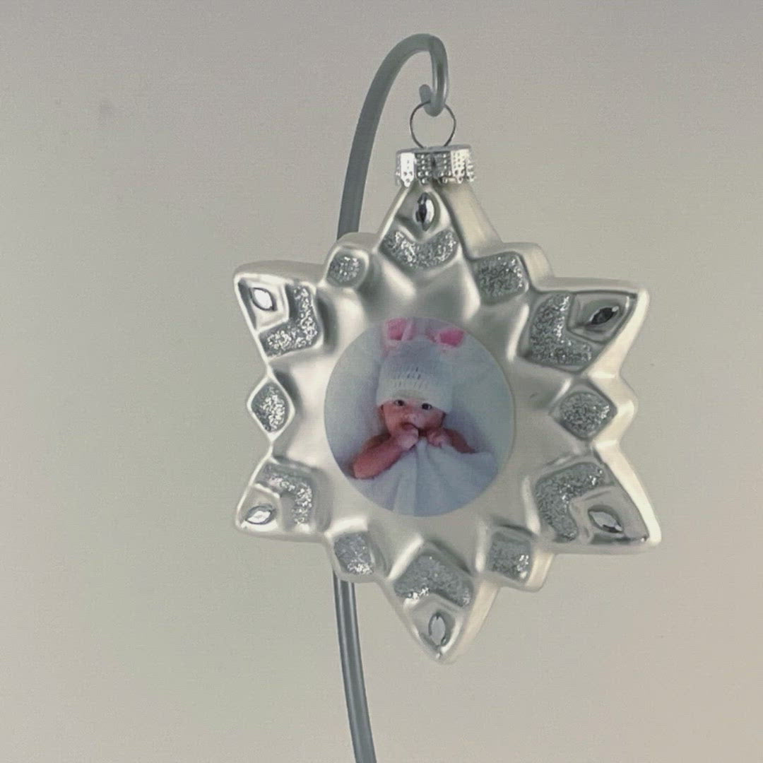 Personalized Snowflake Glass Ornament Gift, Customize with Your Personal Photo