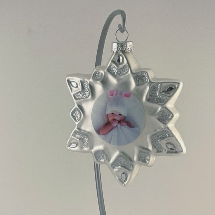 Personalized Snowflake Glass Ornament Gift, Customize with Your Personal Photo