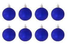 Christmas By Krebs 3 1/4" (80mm) Dark Blue Glitter [8 Pieces] Solid Commercial Grade Indoor and Outdoor Shatterproof Plastic, UV and Water Resistant Ball Ornament Decorations
