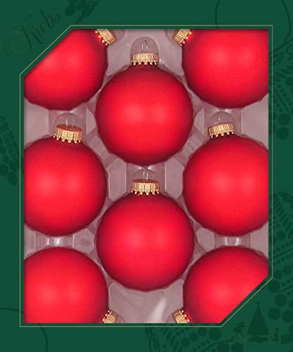Glass Christmas Tree Ornaments - 67mm / 2.63" [8 Pieces] Designer Balls from Christmas By Krebs Seamless Hanging Holiday Decor (Velvet Flame Red)