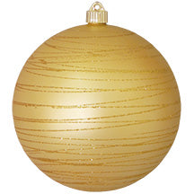 Christmas By Krebs 8" (200mm) Commercial Grade Indoor Outdoor Moisture Resistant Shatterproof Plastic Ball Ornament - 1 (Gold Dust Velvet with Tangles)