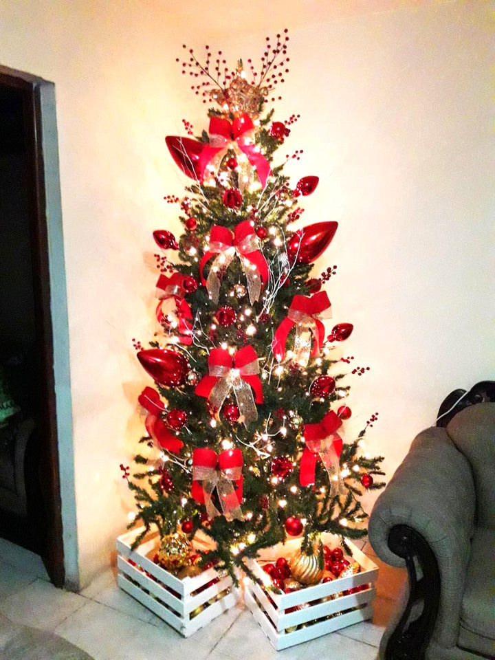 Christmas By Krebs 12" (300mm) Ornament, Commercial Grade Indoor, Outdoor Shatterproof Plastic Water Resistant Lightbulb Ornament (Red Glitz)