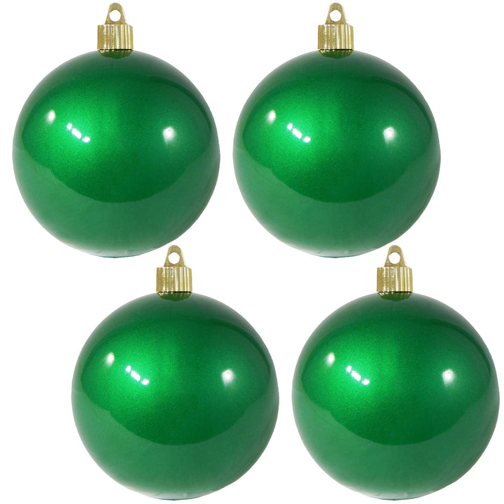 Christmas By Krebs 4" (100mm) Candy Green [4 Pieces] Solid Commercial Grade Indoor and Outdoor Shatterproof Plastic, UV and Water Resistant Ball Ornament Decorations