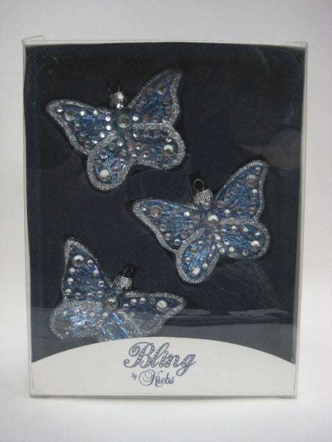 3 1/2" Blue Rhinestone Butterfly - 3 Pieces