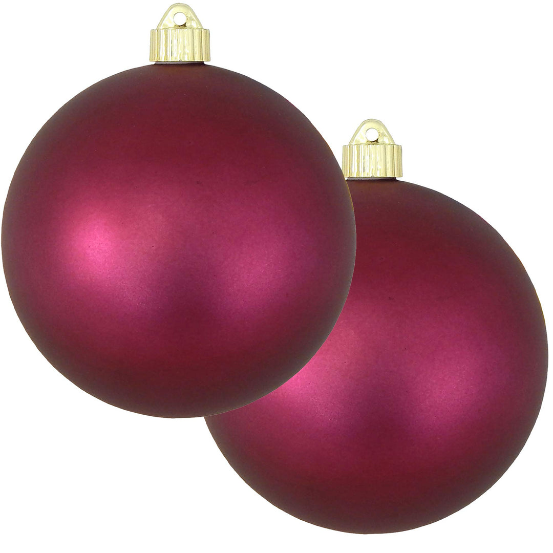 Christmas By Krebs 6" (150mm) Velvet Bayberry Red [2 Pieces] Solid Commercial Grade Indoor and Outdoor Shatterproof Plastic, UV and Water Resistant Ball Ornament Decorations