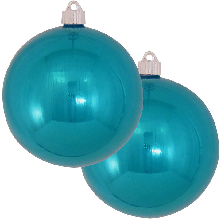 Christmas By Krebs 6" (150mm) Shiny Tropical Blue [2 Pieces] Solid Commercial Grade Indoor and Outdoor Shatterproof Plastic, UV and Water Resistant Ball Ornament Decorations