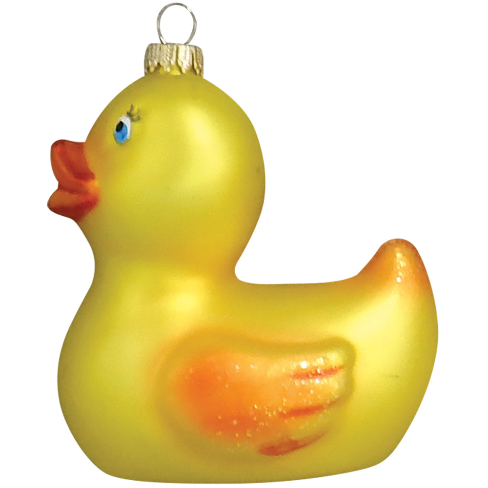 Krebs Designer Glass Rubber Ducky Figurine Christmas Holiday Ornament, 3 3/4" (95mm)