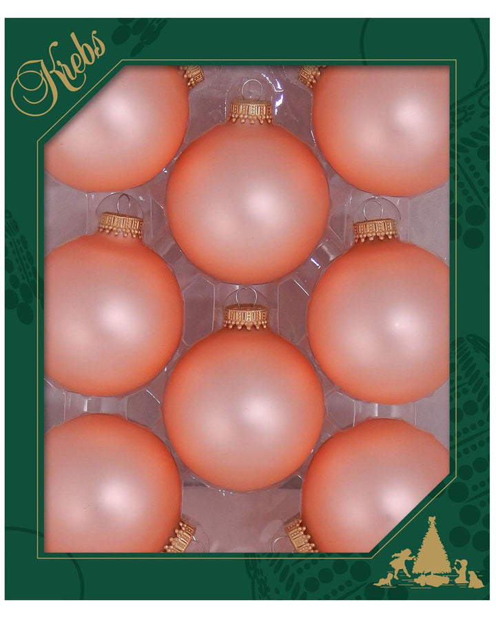 Glass Christmas Tree Ornaments - 67mm / 2.63" [8 Pieces] Designer Balls from Christmas By Krebs Seamless Hanging Holiday Decor (Velvet Coral Pink)