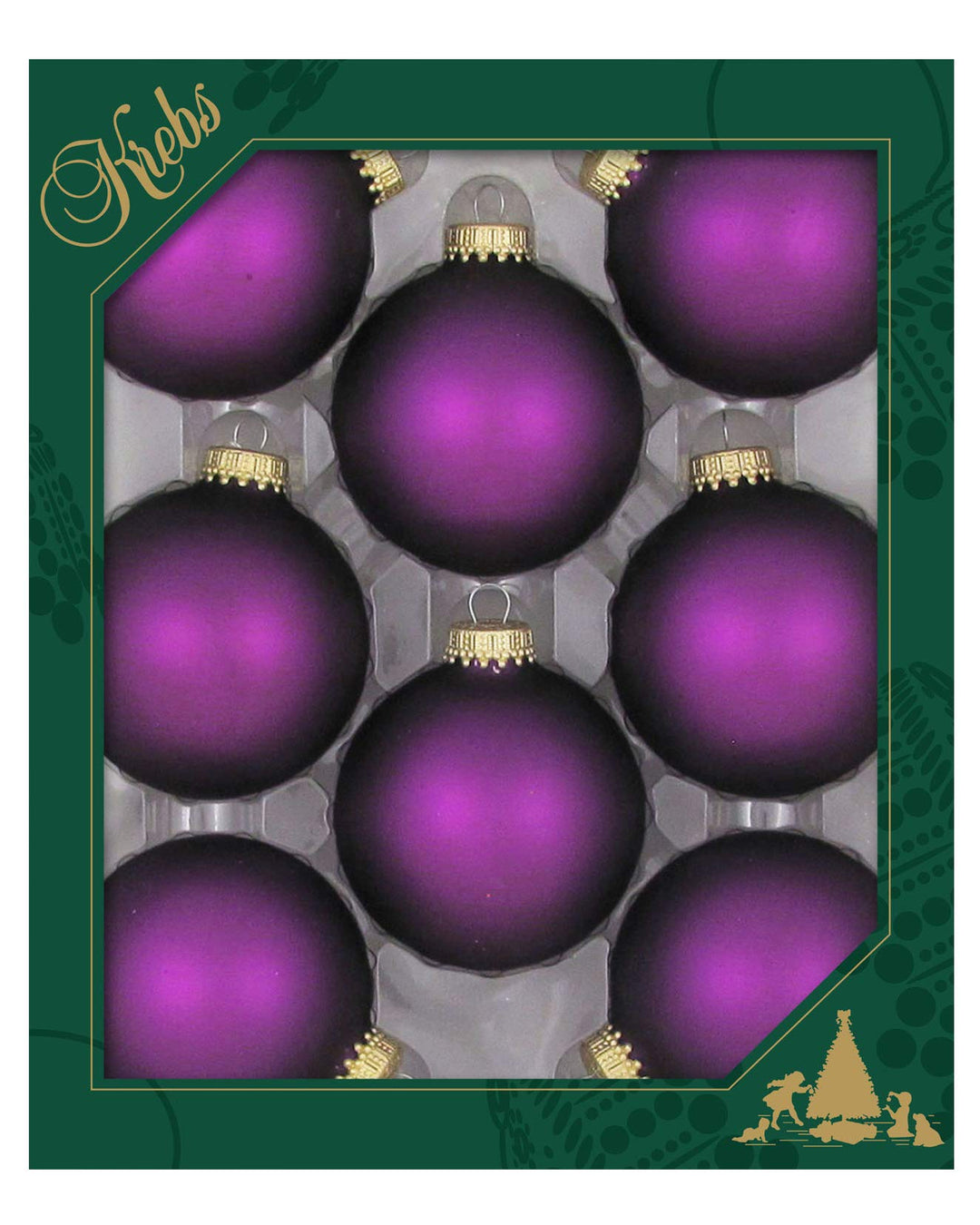 Glass Christmas Tree Ornaments - 67mm / 2.63" [8 Pieces] Designer Balls from Christmas By Krebs Seamless Hanging Holiday Decor (Purple Magic Velvet)