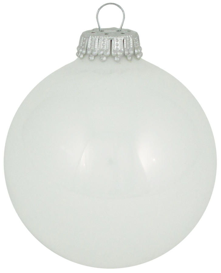Christmas Tree Ornaments - 67mm / 2.625" [8 Pieces] Designer Glass Baubles from Christmas By Krebs - Handcrafted Seamless Hanging Holiday Decor for Trees (Shiny Porcelain White)