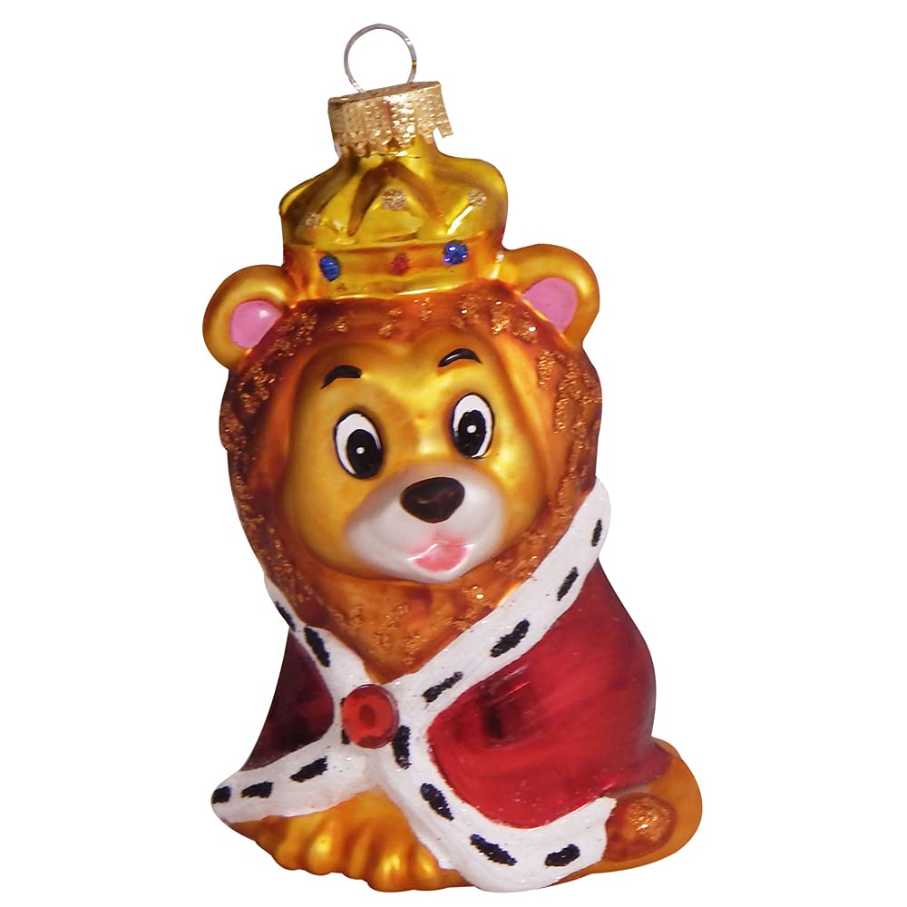 Christmas Tree Ornaments - Figurine Glass from Christmas By Krebs - Handcrafted Hanging Holiday Decor for Trees (4 1/4" Lion King)