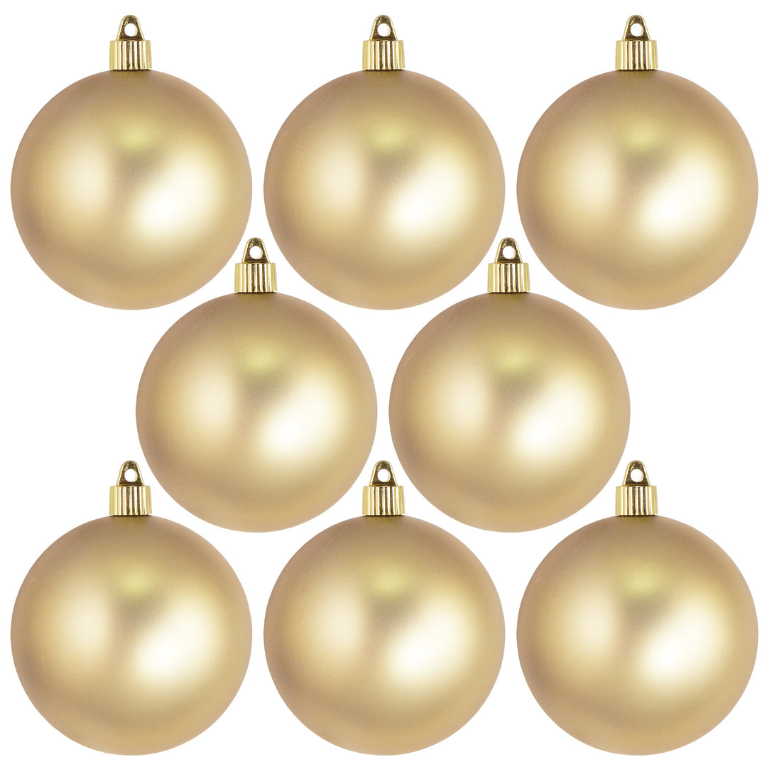 Christmas By Krebs 3 1/4" (80mm) Gold Dust [8 Pieces] Solid Commercial Grade Indoor and Outdoor Shatterproof Plastic, UV and Water Resistant Ball Ornament Decorations