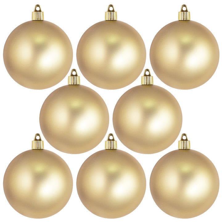 Christmas By Krebs 3 1/4" (80mm) Gold Dust [8 Pieces] Solid Commercial Grade Indoor and Outdoor Shatterproof Plastic, UV and Water Resistant Ball Ornament Decorations