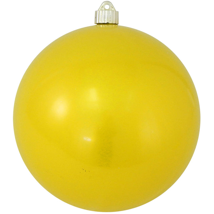 Christmas By Krebs 8" (200mm) Shiny Sunshine Yellow [1 Piece] Solid Commercial Grade Indoor and Outdoor Shatterproof Plastic, UV and Water Resistant Ball Ornament Decorations