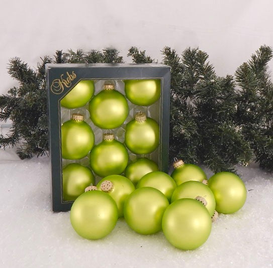 Glass Christmas Tree Ornaments - 67mm / 2.63" [8 Pieces] Designer Balls from Christmas By Krebs Seamless Hanging Holiday Decor (Velvet Parrot Green)