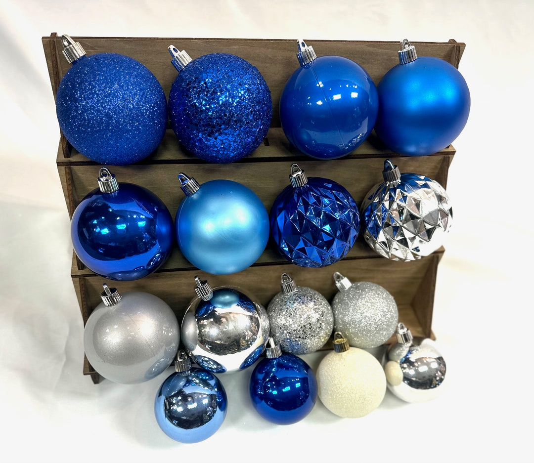 Christmas by Krebs Shatterproof Interior 9 Ft. Garland Decorating Kit - ORNAMENTS ONLY (Blue, Silver & White)